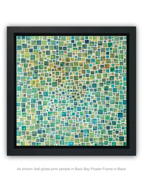 Green Squares | Framed Giclee Print on Canvas